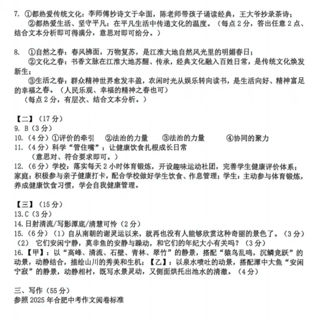2026年合肥新站区九年级二模语文试卷及答案 第6张