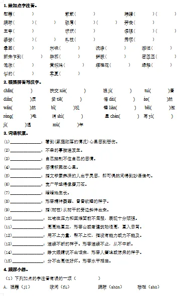 八-九年级中考语文复习教材 第7张
