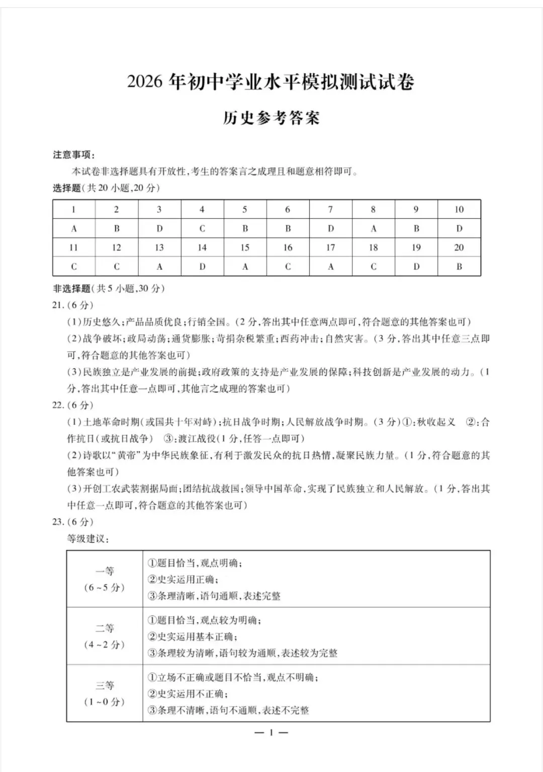 九年级二模各科试卷答案 第5张