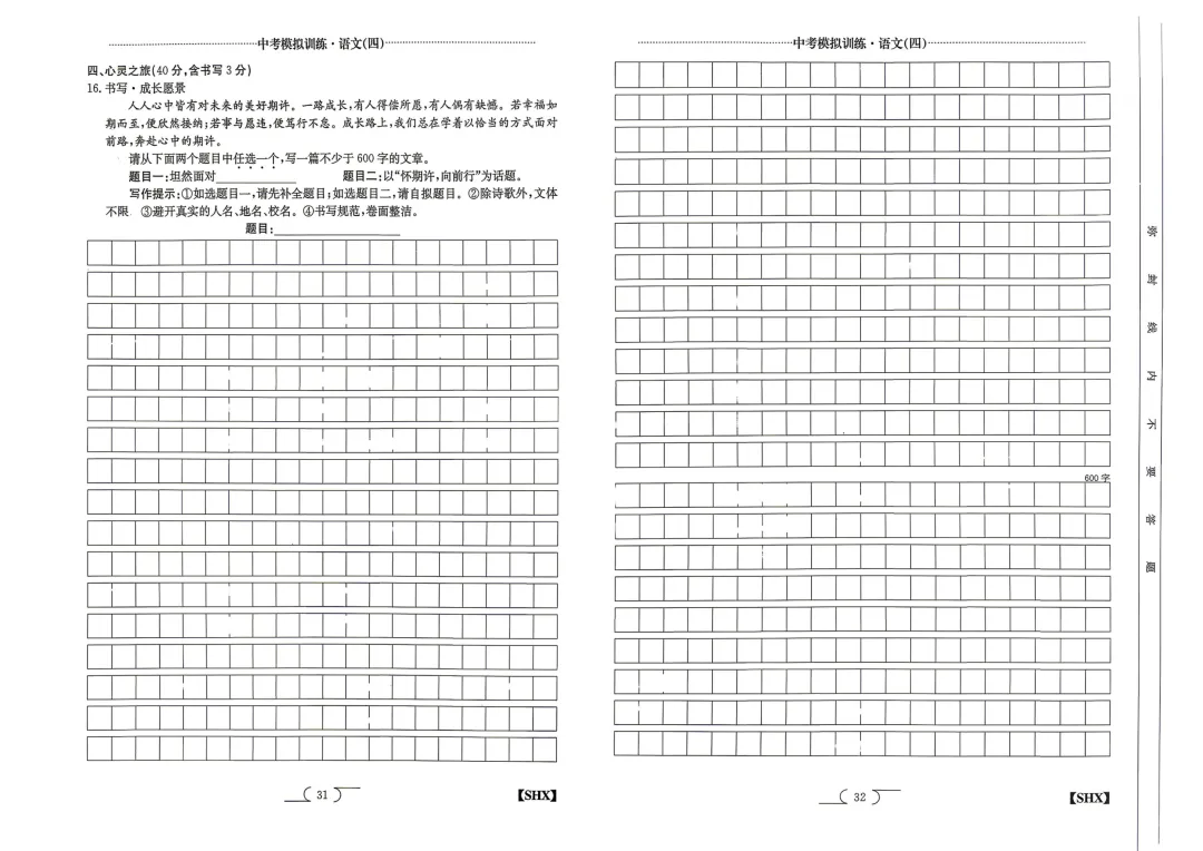 【中考模拟】中考模拟训练(四)试卷+答案 第7张