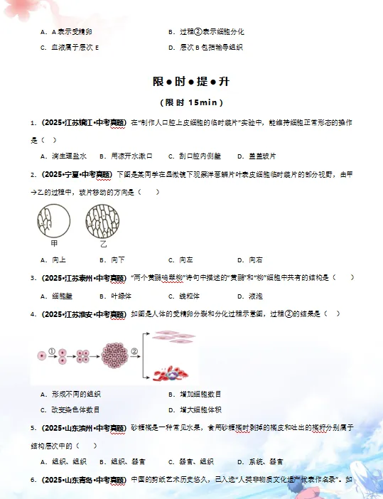 2026年中考(会考)生物二轮复习知识清单,含答题技巧,解题方法、母题精讲等,还没掌握的,抓紧了,考试拿高分! 第10张