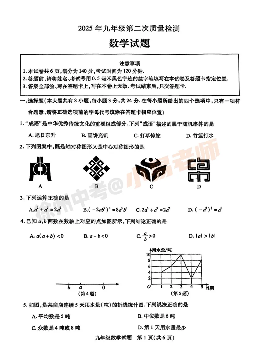全科!2025年徐州市铜山区中考二模试卷及答案 第6张