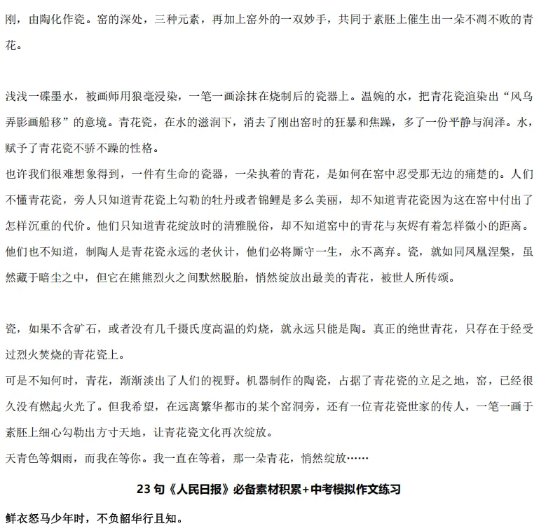 【中考高分作文素材盘点】中考作文还在凑字数?这份60页“提分秘籍”,让孩子轻松写出阅卷老师眼中的“满分范文”! 第24张