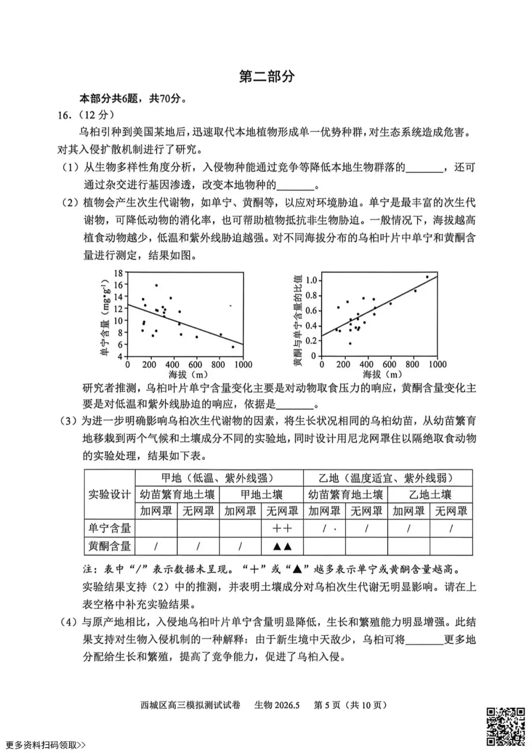 2026北京西城高三二模生物试卷(含答案) 第5张