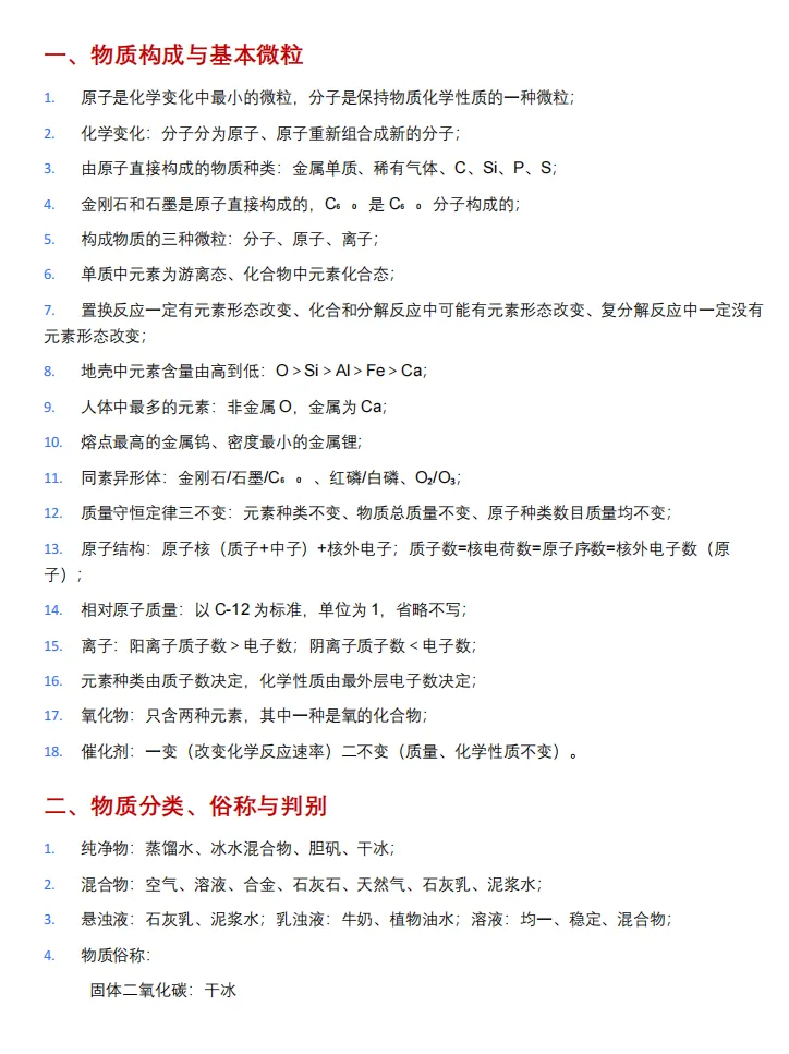 上海中考化学必考核心知识精编(含5大板块高频易错点梳理) 第6张
