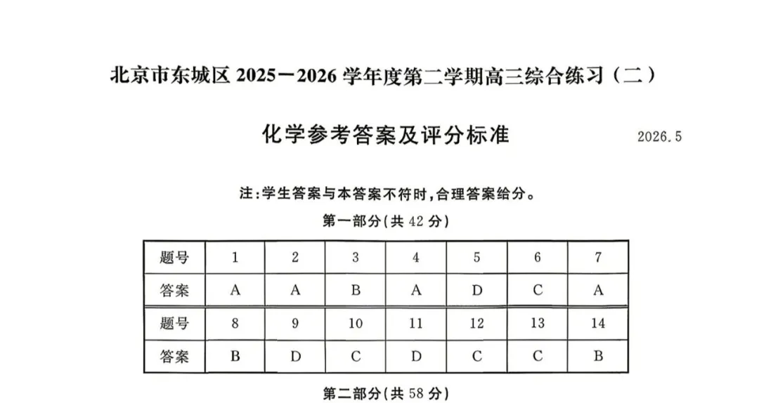 2026北京东城高三二模化学试卷(含答案) 第11张