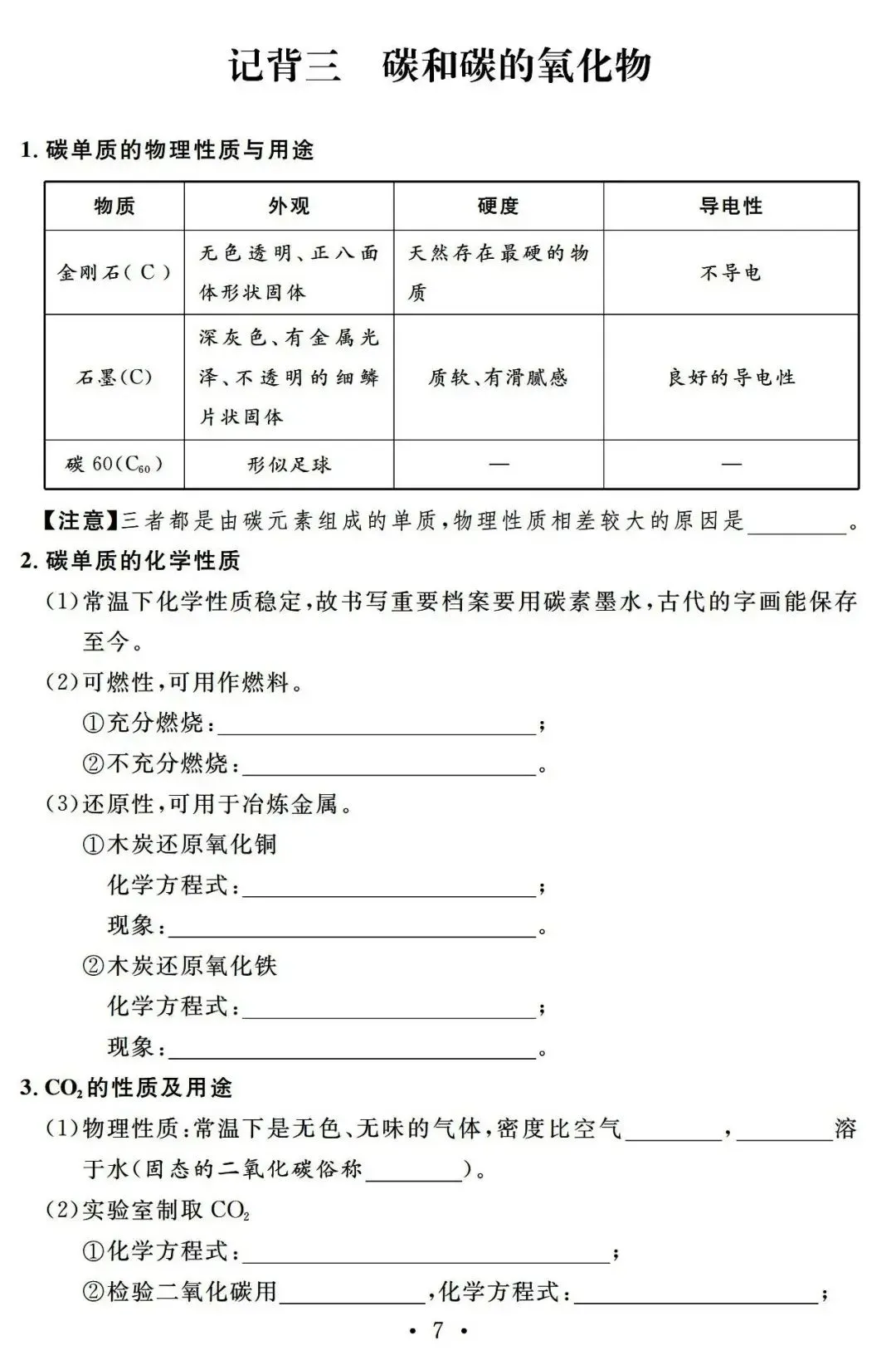 中考化学基础知识巩固记忆册子 第7张