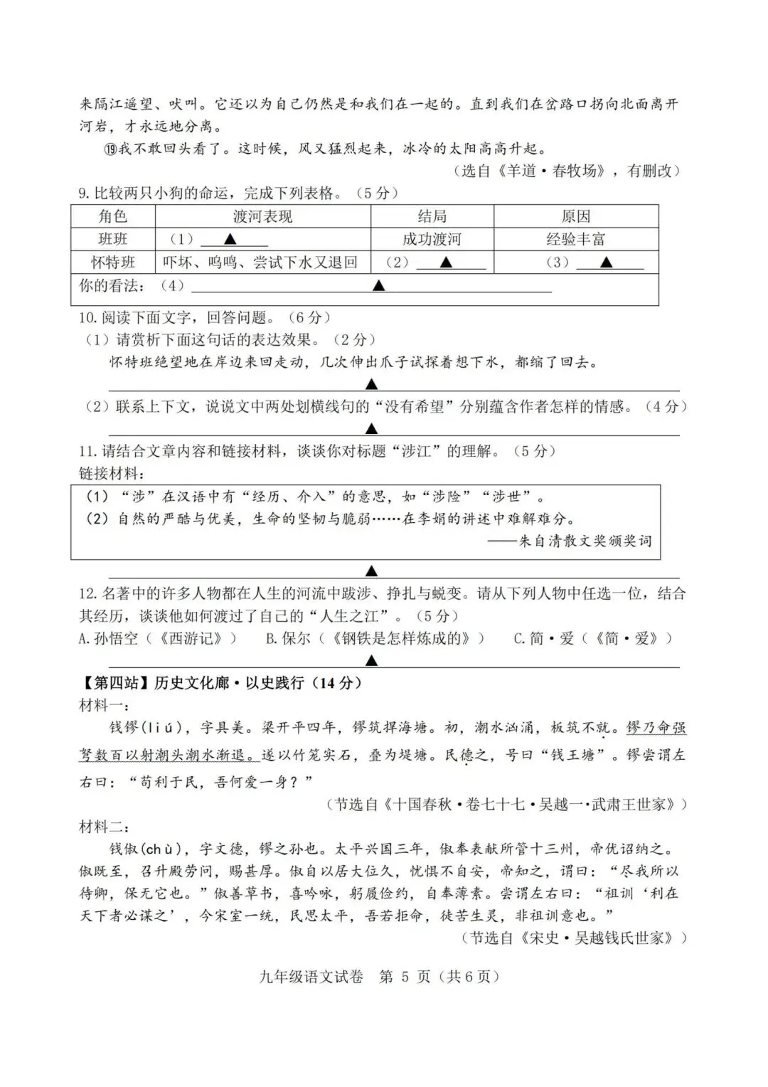 【中考二模·语科】2026.05浙江·温岭中考二模试卷(语文、科学含答案) 第6张