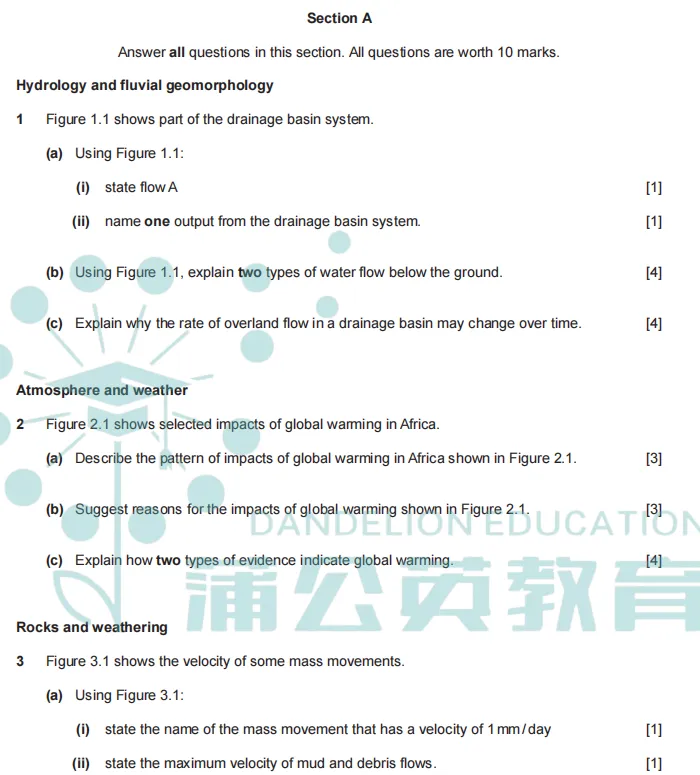 【独家真题】2026年5月ALevel地理P1真题已出,上海蒲公英教育独家答案&解析!附蒲公英AL暑假课程培训,小班\1V1培训! 第2张