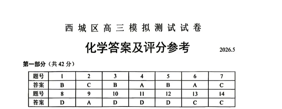 2026北京西城高三二模化学试卷(含答案) 第11张