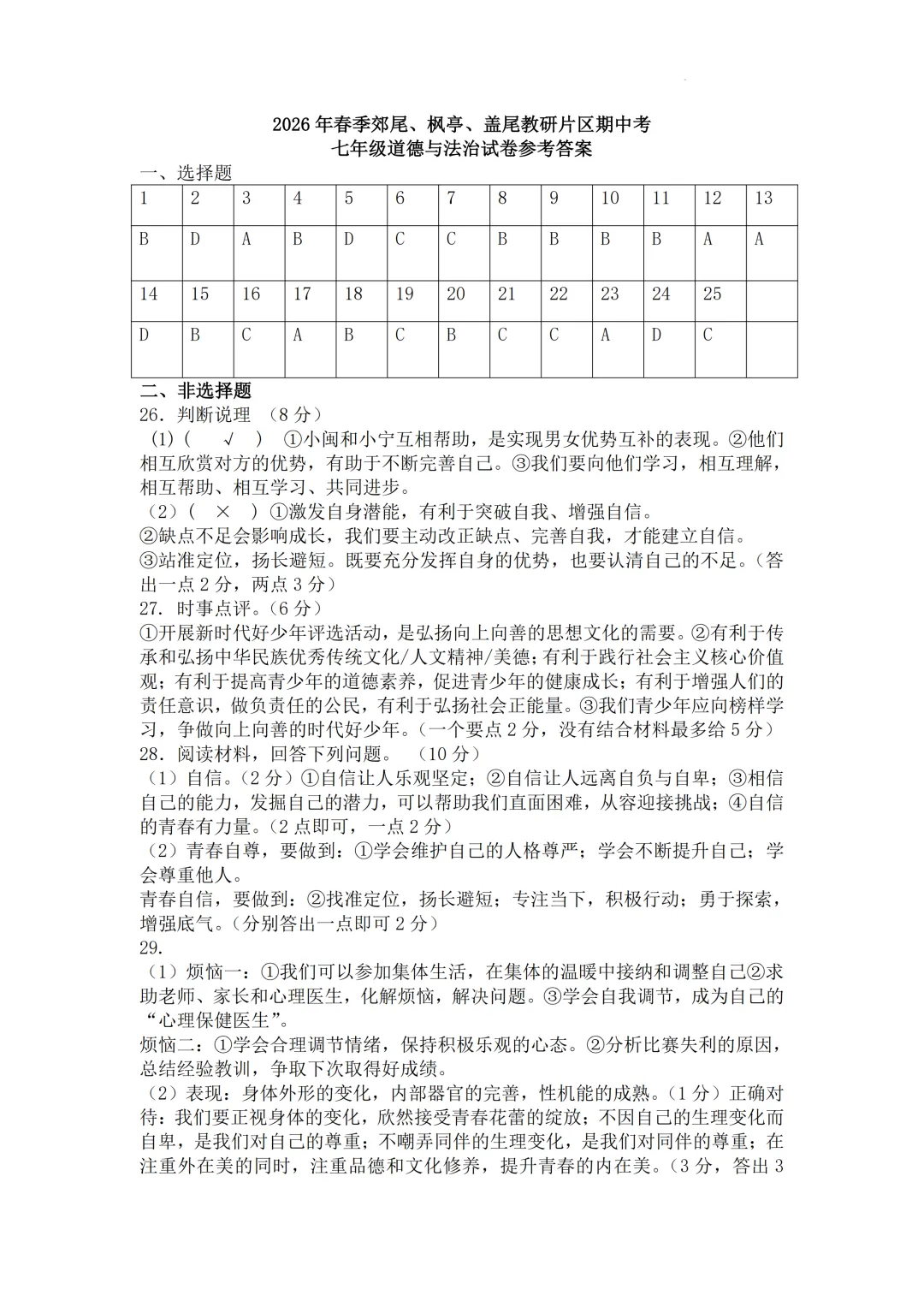 期中真题|福建省莆田市仙游县效尾第四教研片区2025-2026学年七年级下学期5月期中考试卷 第11张