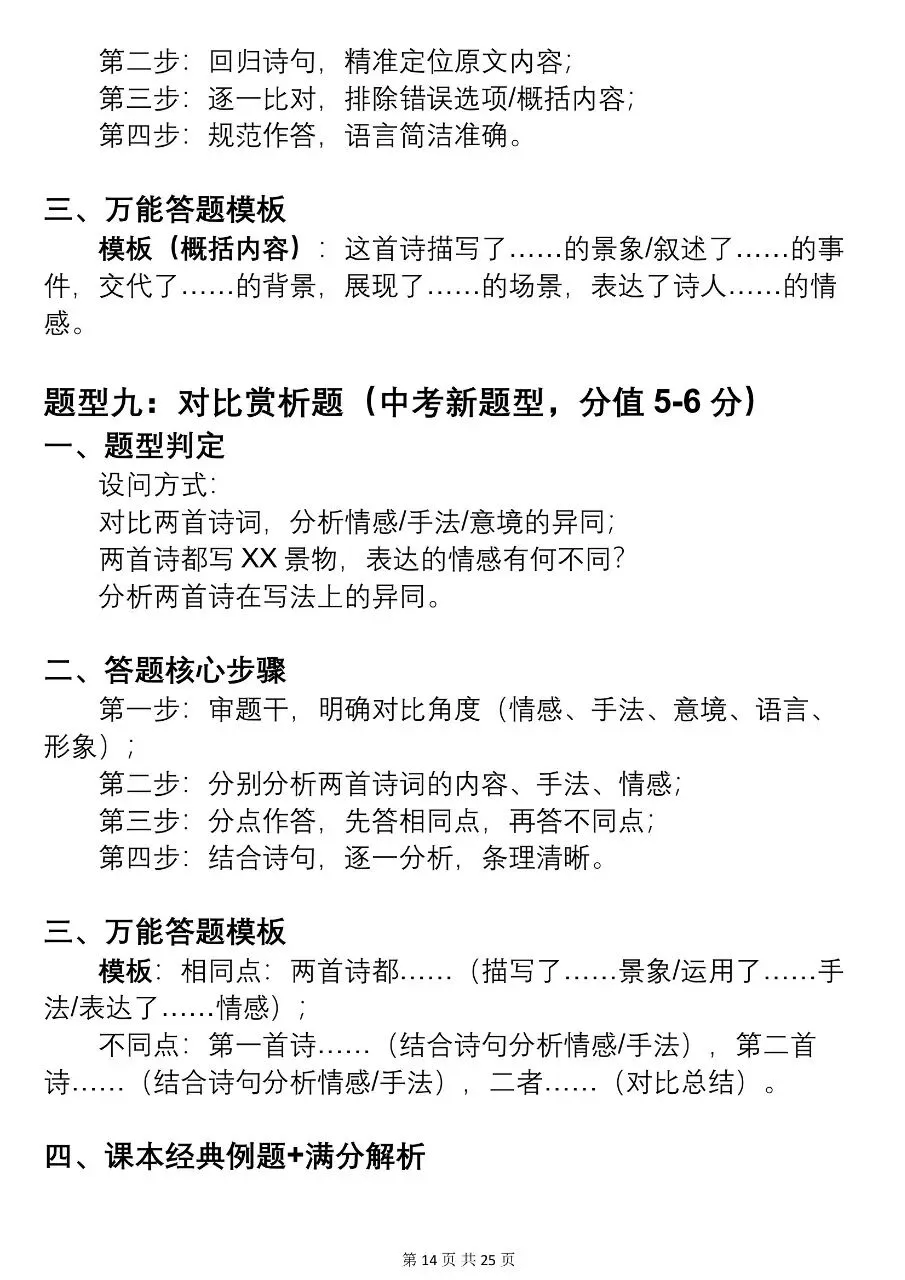 可以打印出来背诵的2026中考古诗文赏析答题模板整理汇总,很全! 第14张