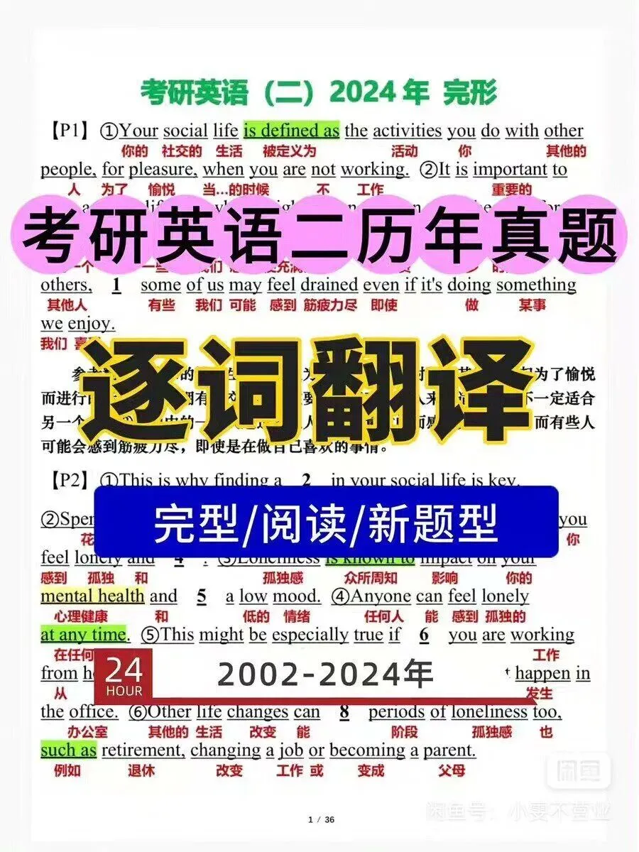 考研英语二历年真题逐词翻译精翻2002-2026|免费分享 第1张