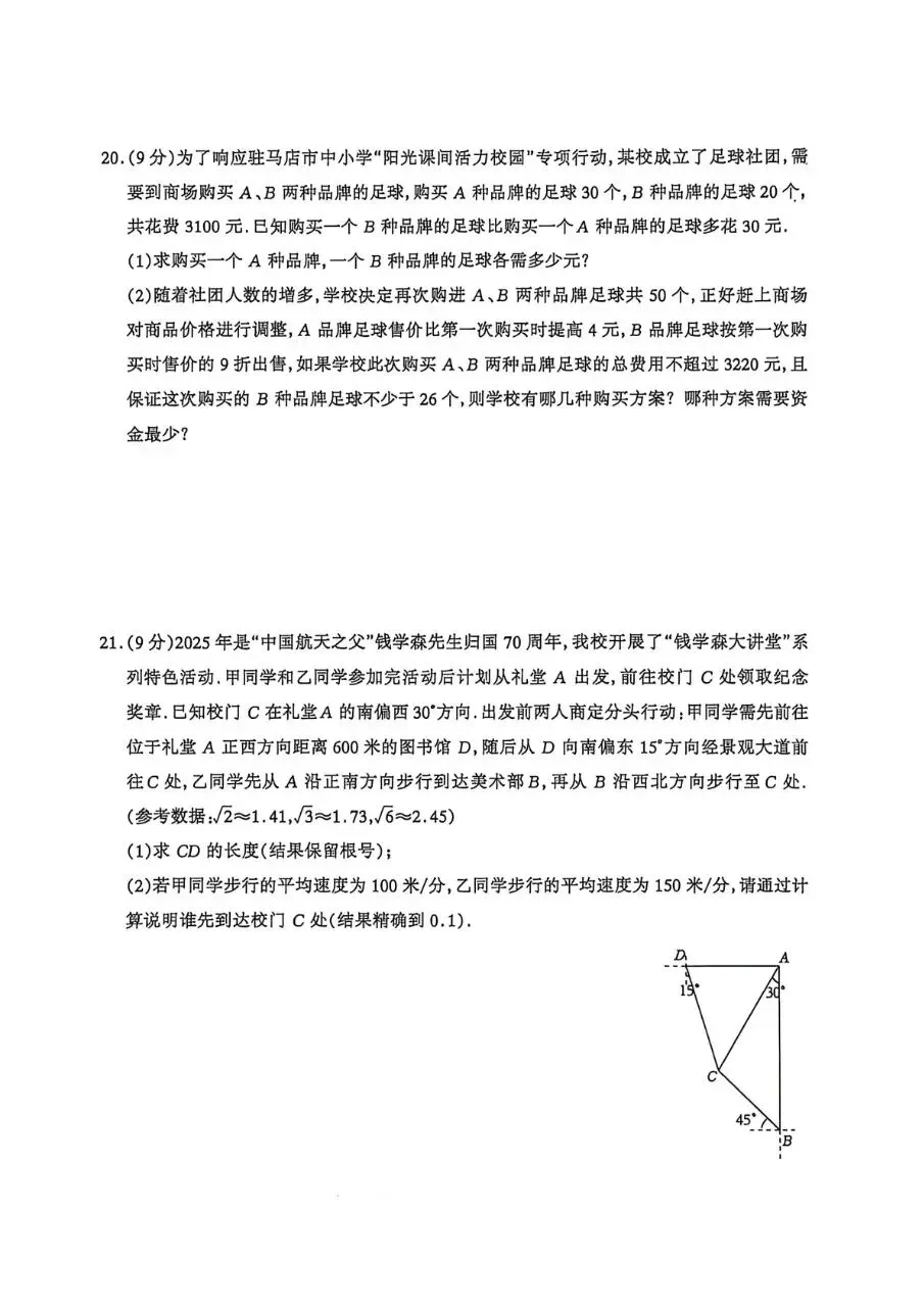 2026中考数学模拟(驻马店遂平) 第6张
