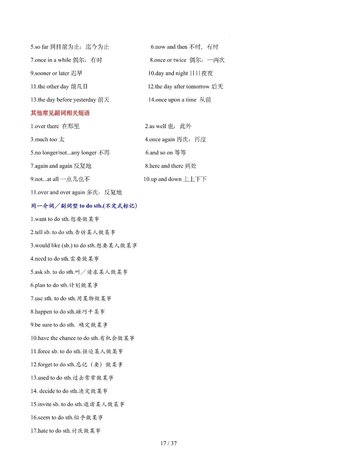 中考英语 || 必备短语800组+词形转换360组 第17张