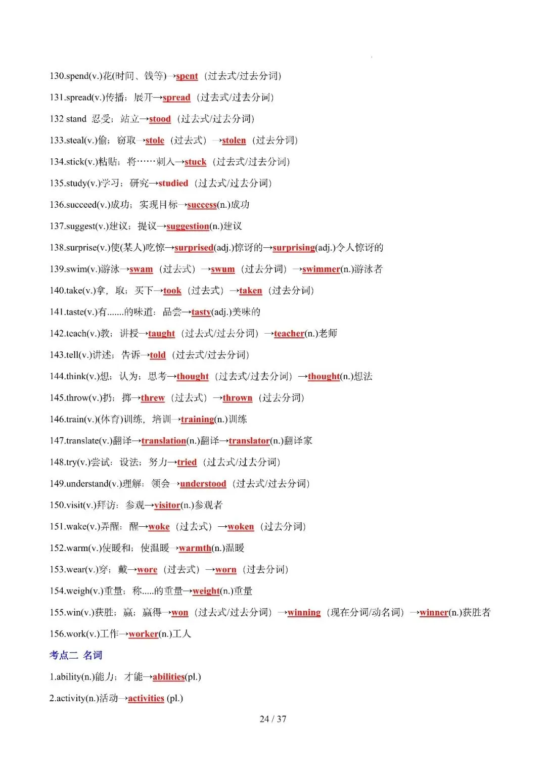 中考英语 || 必备短语800组+词形转换360组 第24张