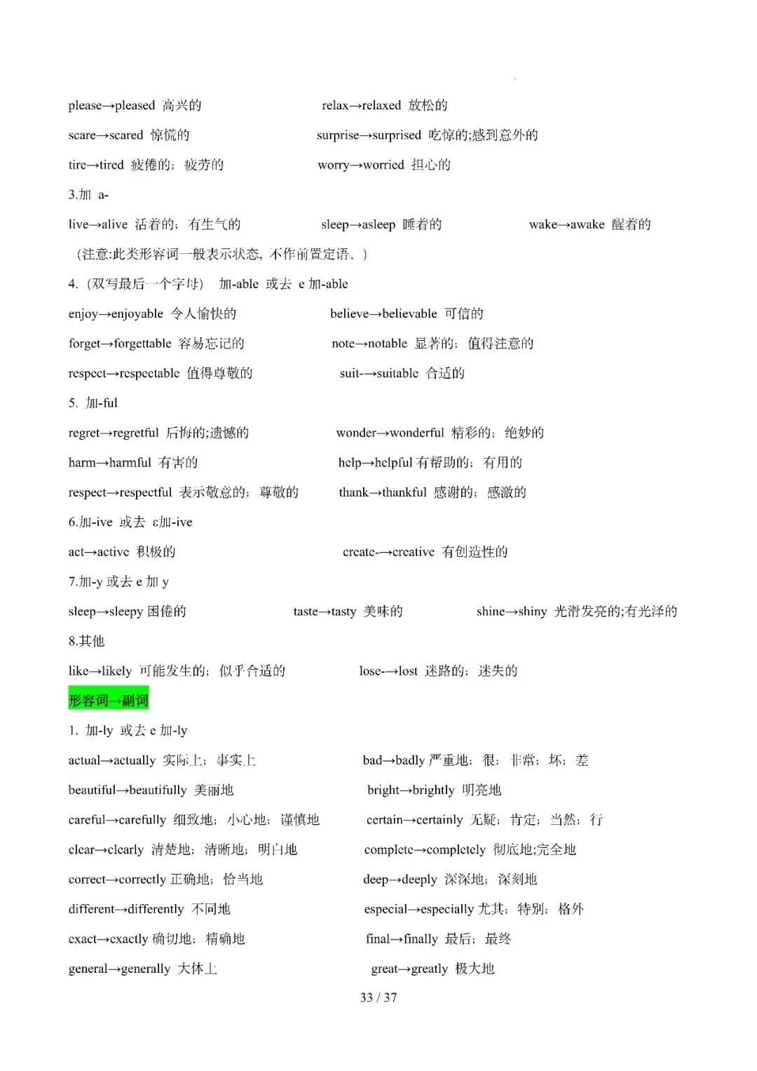 中考英语 || 必备短语800组+词形转换360组 第33张