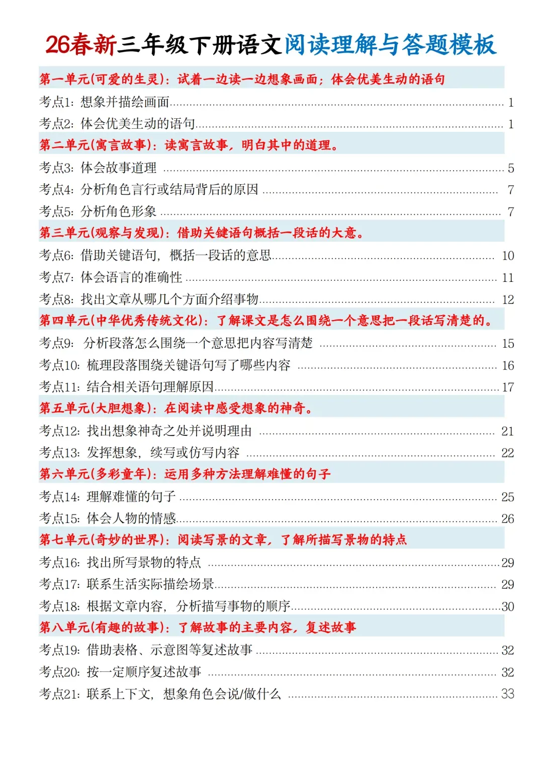 三年级下册阅读理解真题,三年级下册阅读理解答案(带答案,高清PDF电子版可打印) 第1张