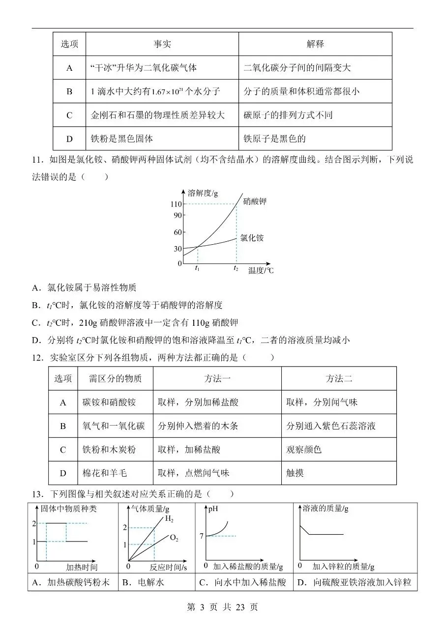 初中化学|2026中考化学第二次模拟考试试卷(哈尔滨专用)(可下载打印) 第3张