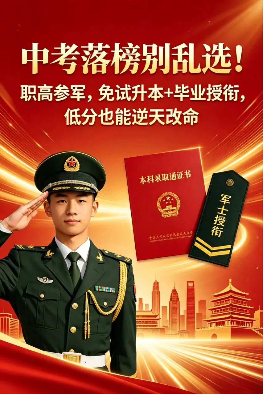 中考落榜别乱选!职高参军,免试升本+毕业授衔,低分也能逆天改命 第2张