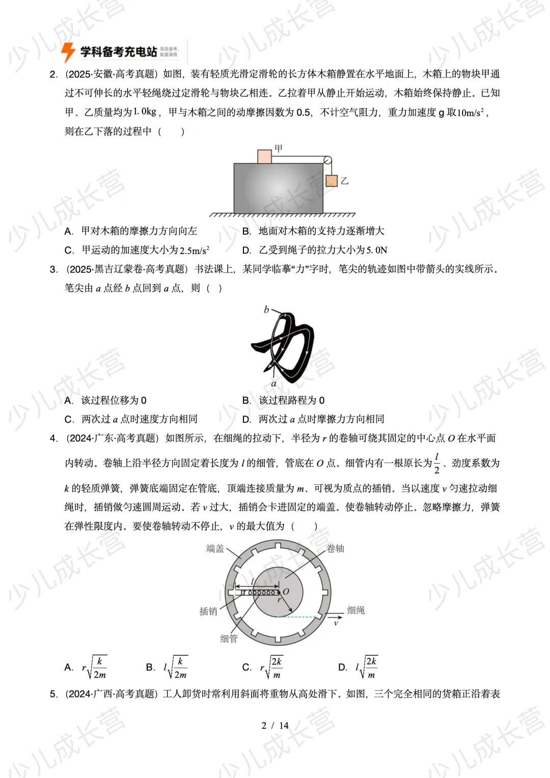 2026物理高考冲刺五年真题分类汇编:专题02 相互作用 第2张