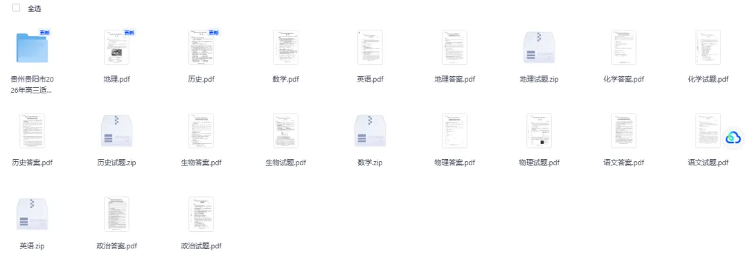 【贵阳、安顺 二模】2026年高三5月模拟考试及参考答案 第1张