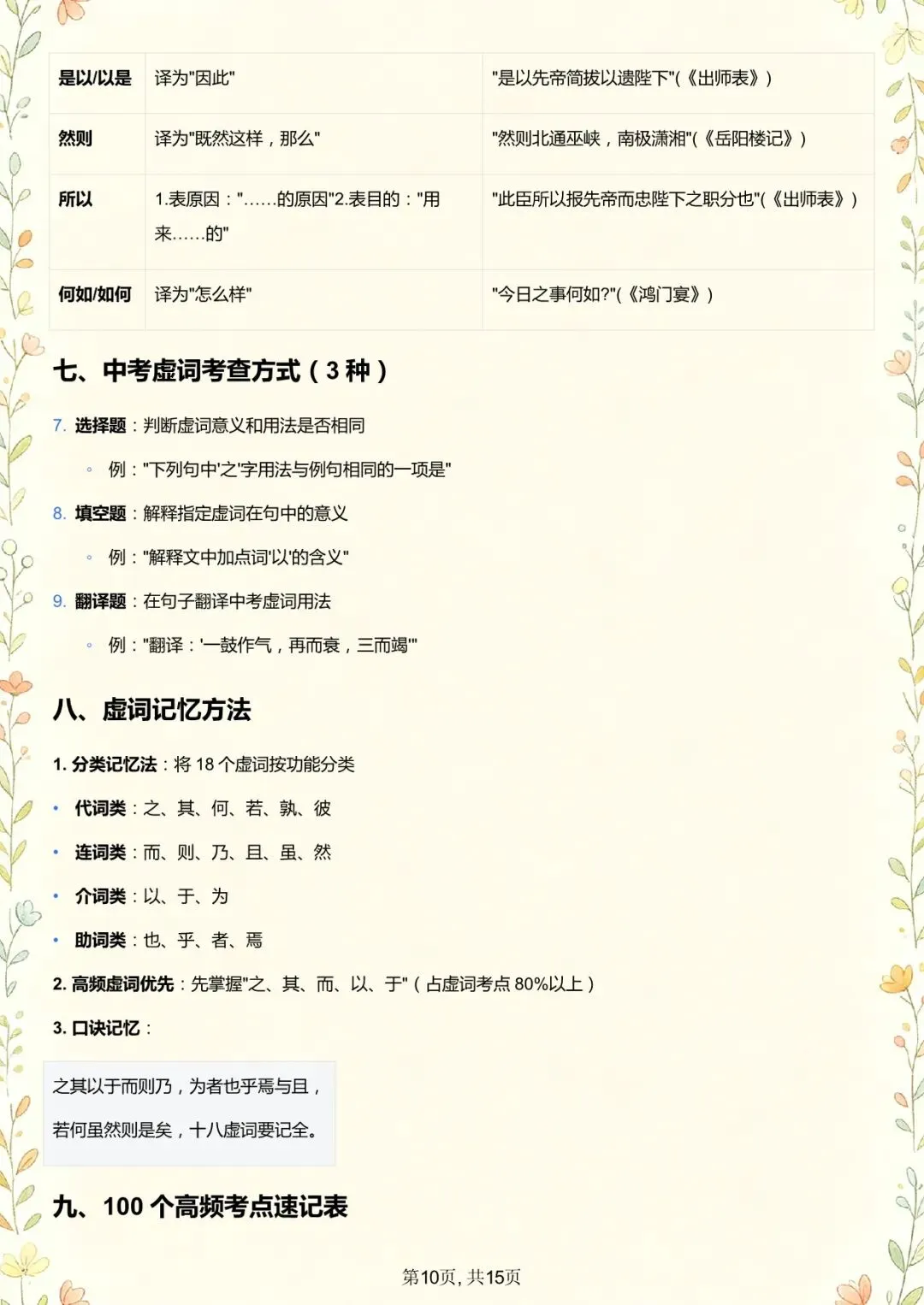 语文丨26年中考语文高频文言虚词100个归纳(电子版可打印) 第6张
