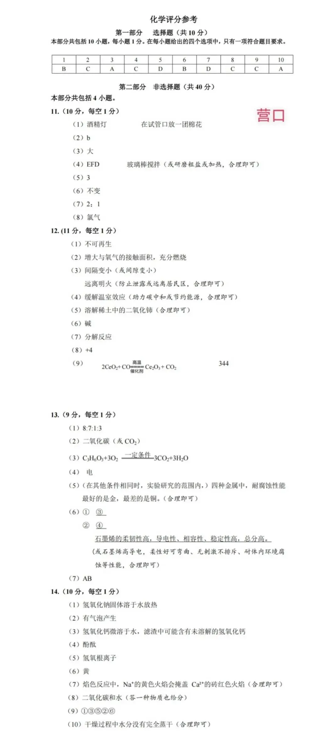 2026辽宁营口市中考一模九年级化学试卷及参考答案 智慧化学教学 出峡飞舟 昌图县杨智超初中化学名师种子工作室 第9张 2026辽宁营口市中考一模九年级化学试卷及参考答案 智慧化学教学 出峡飞舟 昌图县杨智超初中化学名师种子工作室 第9张