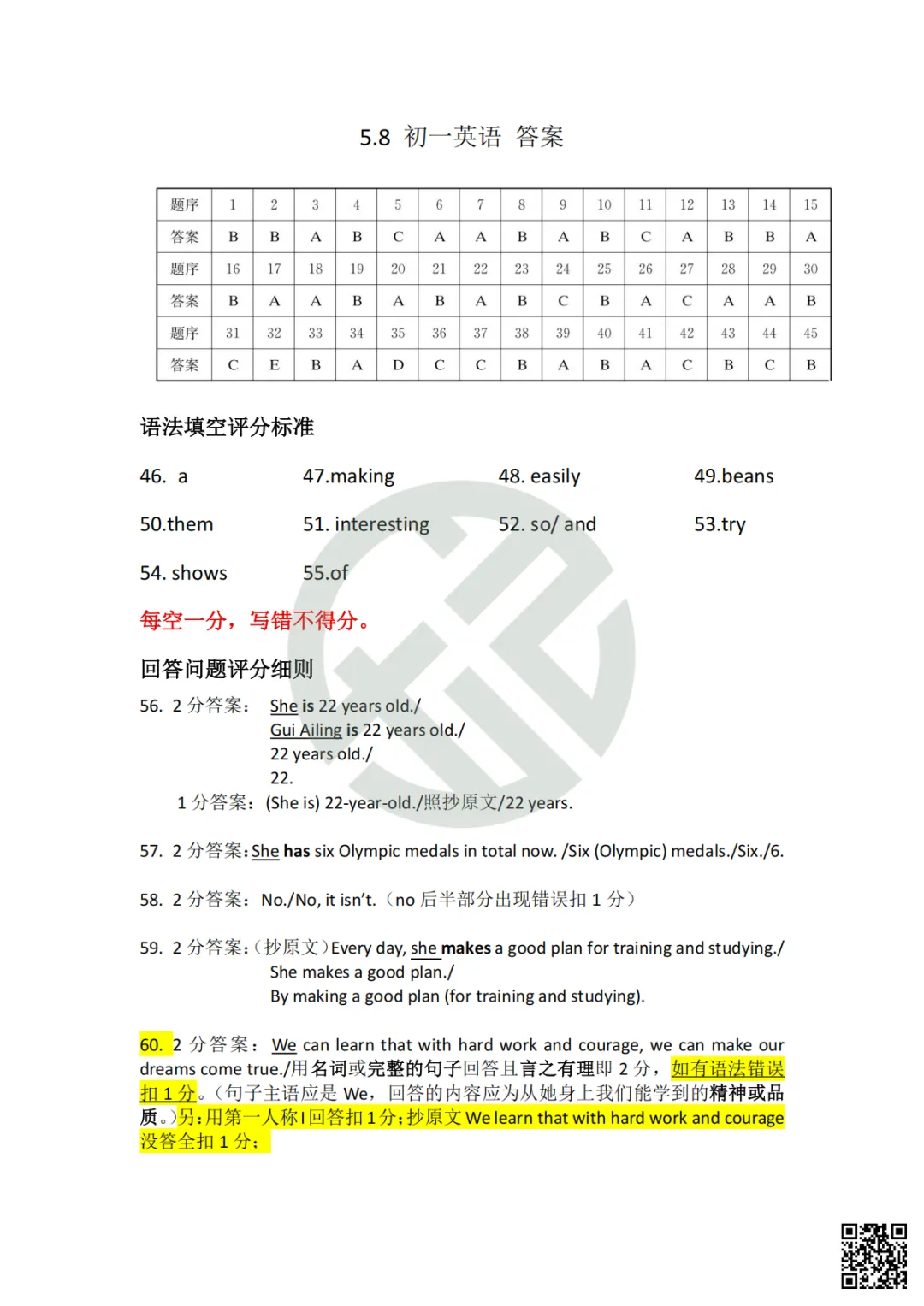 速领!刚考完的一中集团初一初二期中考试真题附答案! 第44张