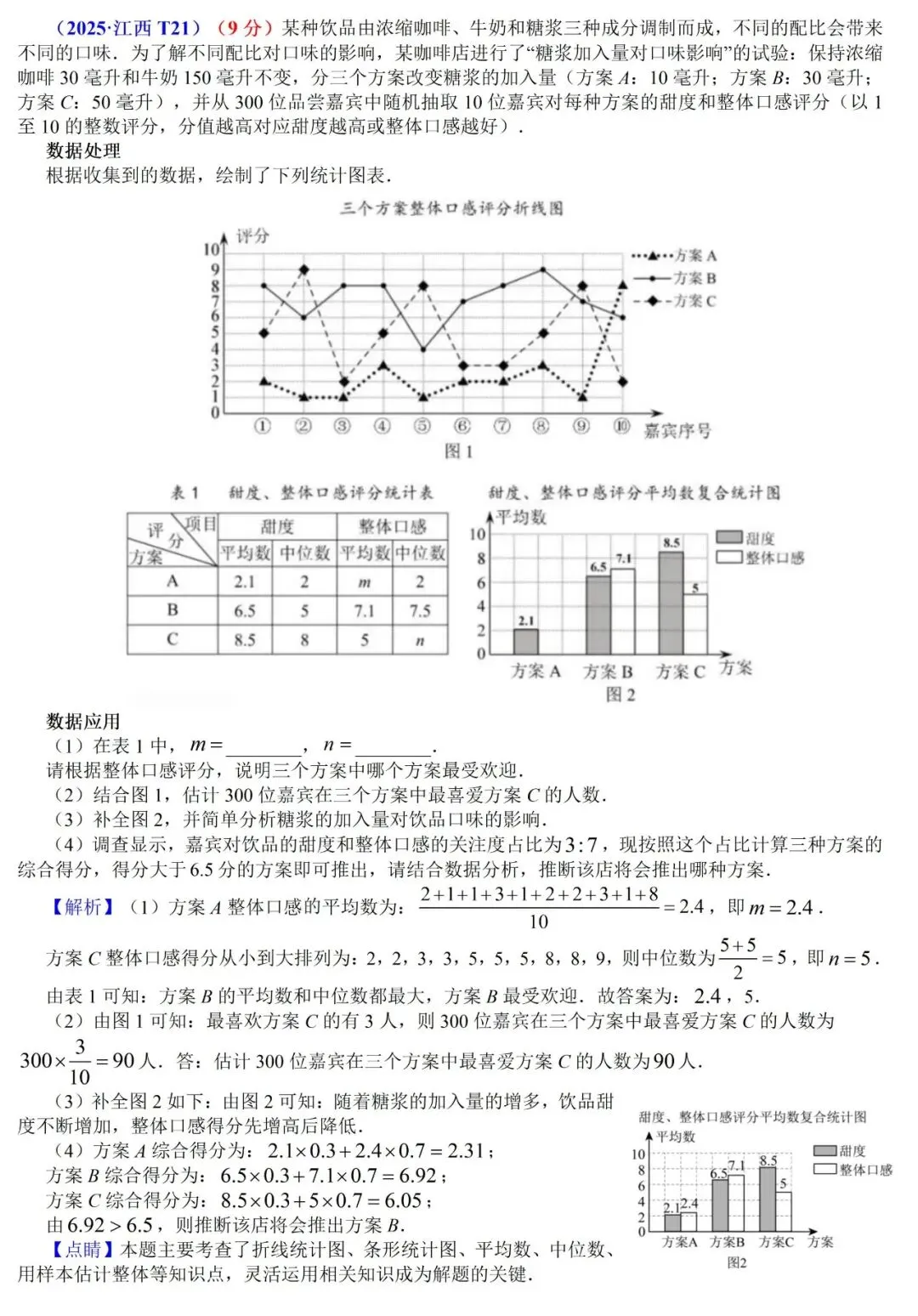 2026年江西中考数学(统计)五年真题 + 评析 第6张 2026年江西中考数学(统计)五年真题 + 评析 第6张