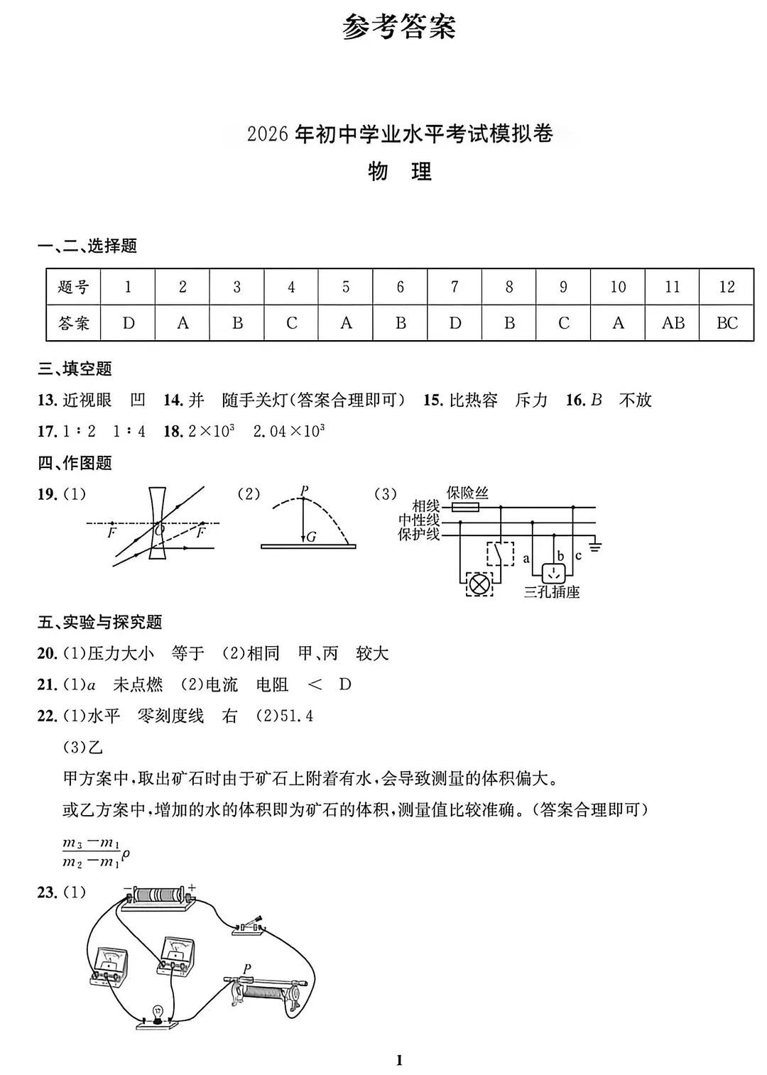 2026年初中学业水平考试模拟卷-物理 第8张