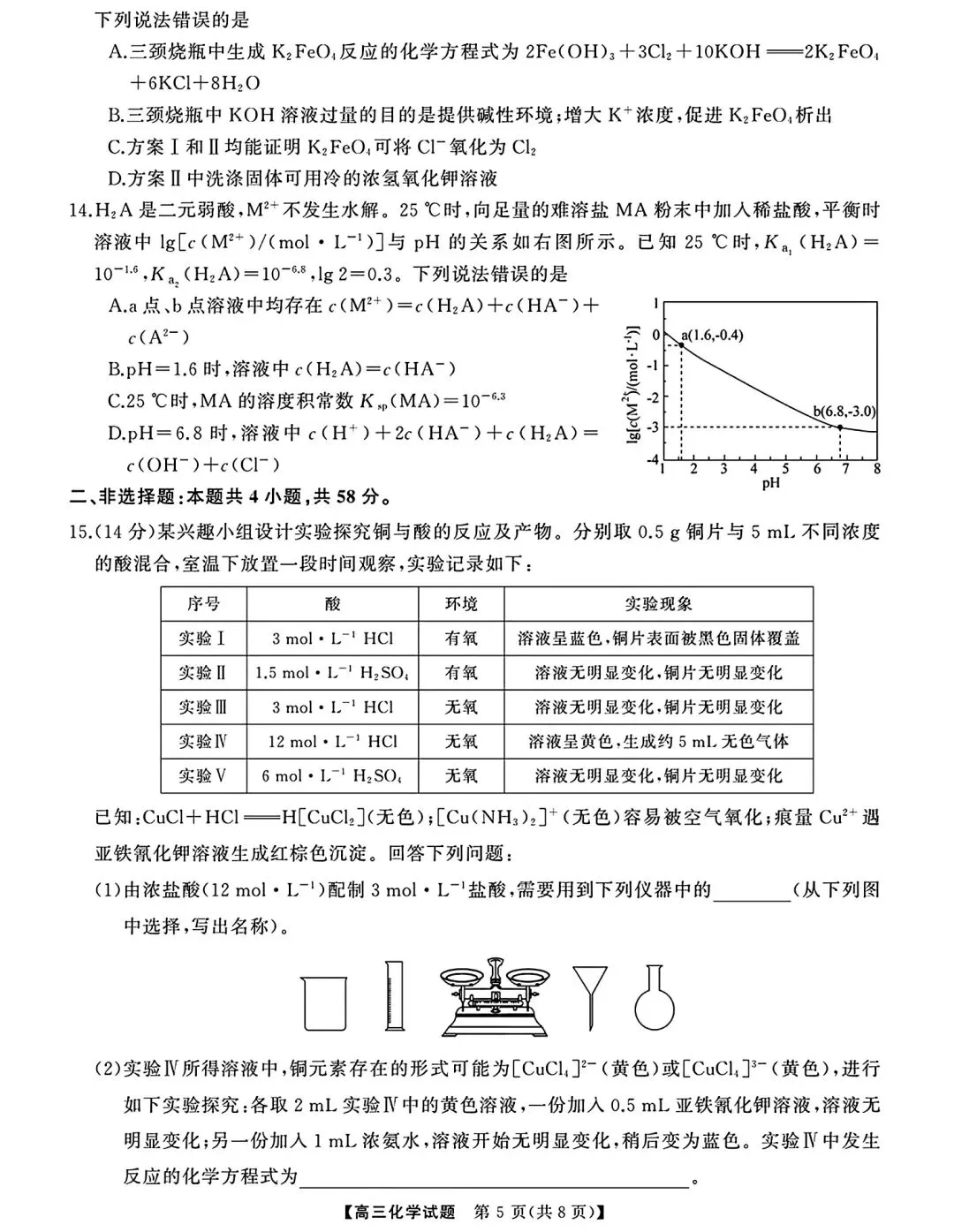 湖南长沙明德中学等校2026届高三全真模拟适应性考试化学试卷和答案.pdf 第6张