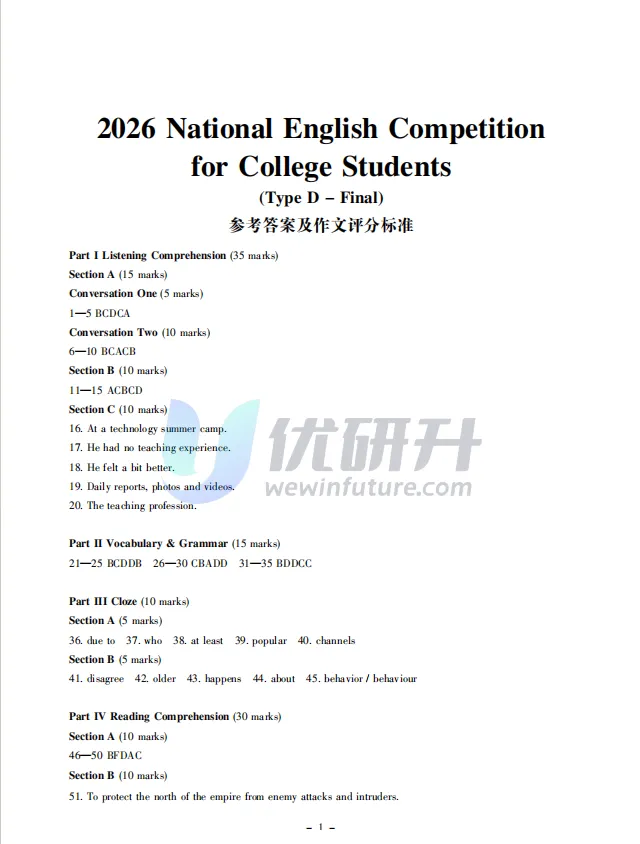 26年大英赛决赛真题+答案+听力公布 第11张