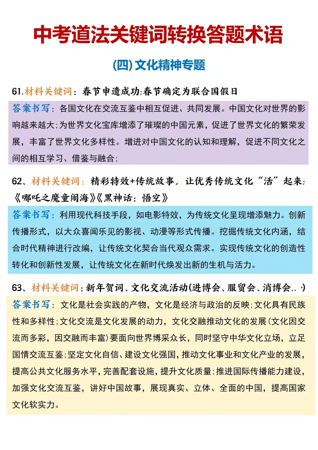 2026中考道德与法治——材料关键词转化答题术语 第4张