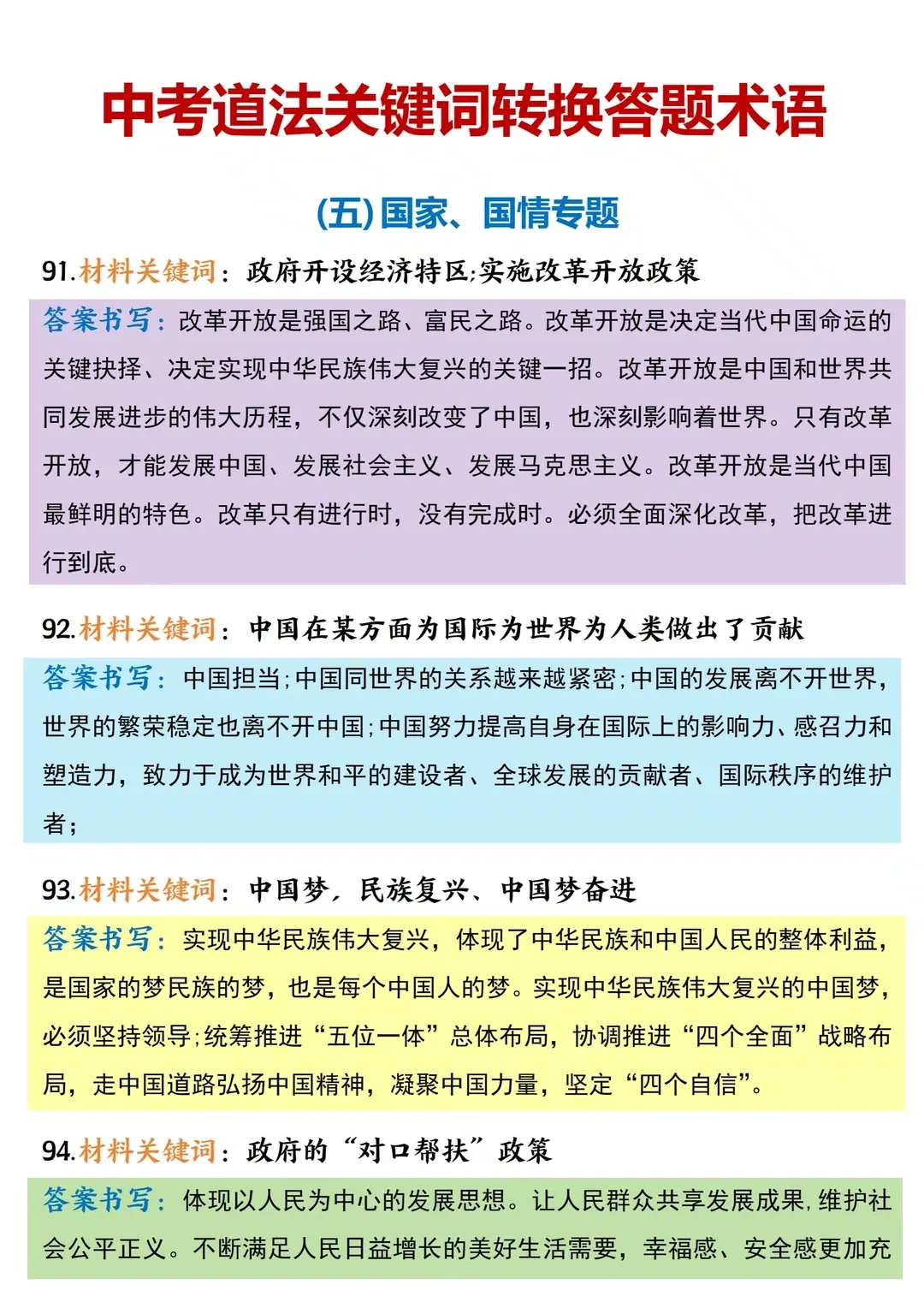 2026中考道德与法治——材料关键词转化答题术语 第5张