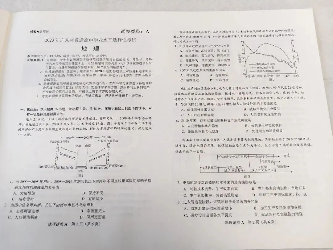 2023年广东省高考地理真题 第1张
