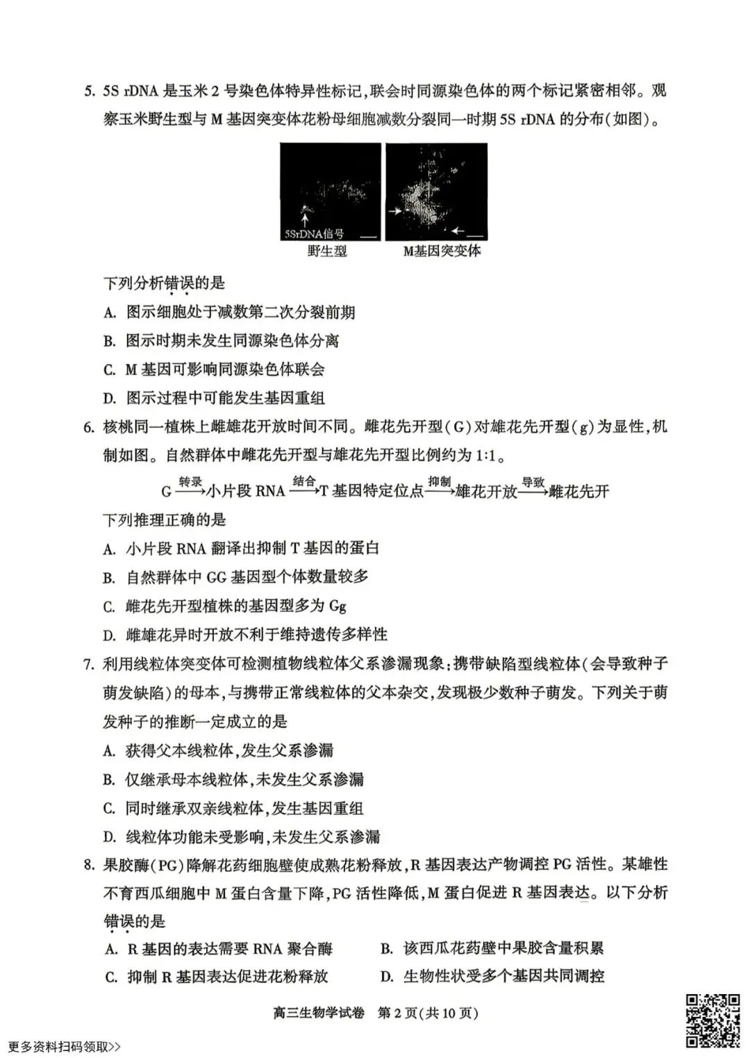 2026北京朝阳高三二模生物试卷 第2张 2026北京朝阳高三二模生物试卷 第2张
