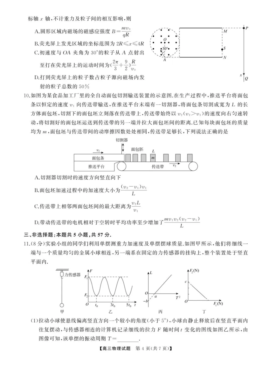 2026届湖南张家界高三全真模拟适应性考试物理试题+答案 第6张