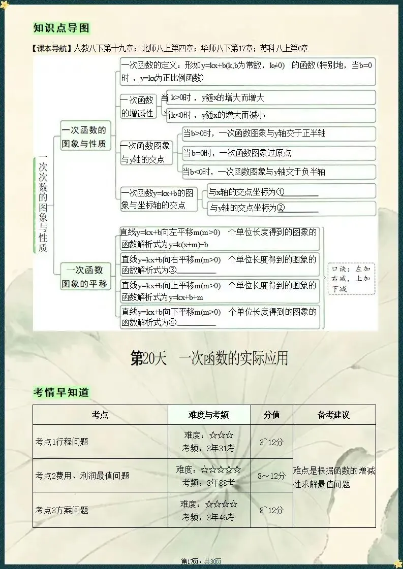 精梳考点|2026中考数学核心知识点梳理填空(电子版可打印) 第10张