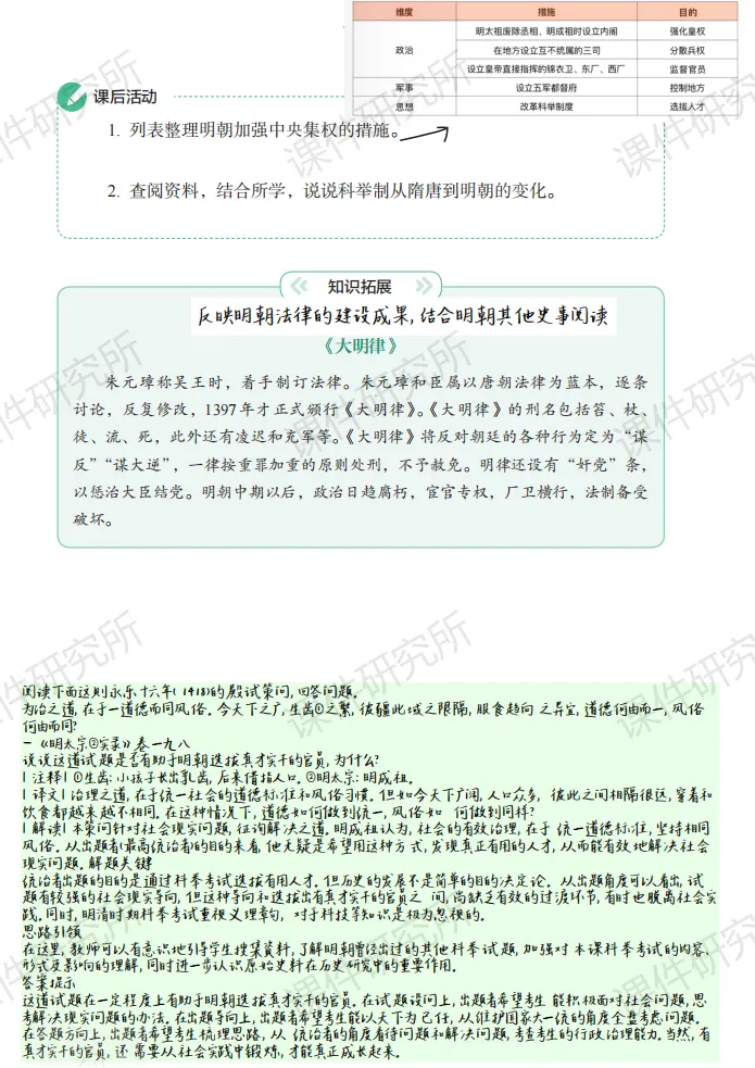 从中考真题把握《明朝的统治》教学重难点(含高清彩色备课笔记) 第5张