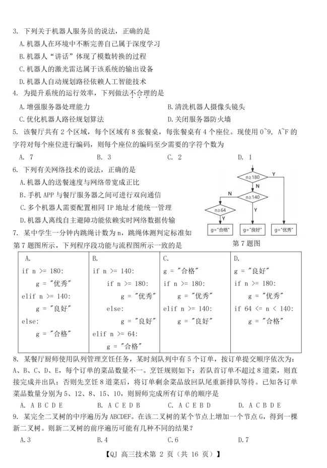 19.2605强基联盟技术试卷 第2张
