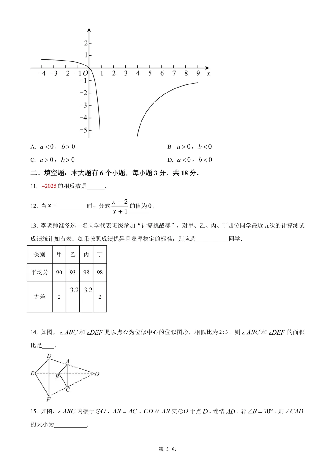 杭州市钱塘区中考二模数学试卷 第9张