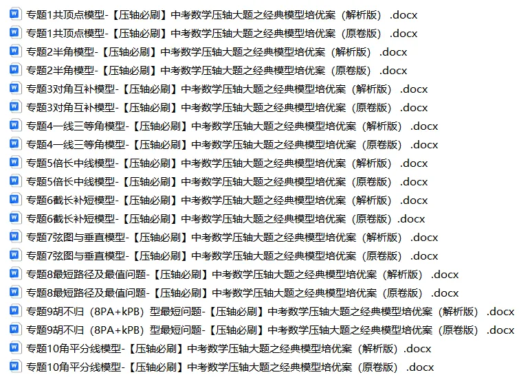 2026年中考数学压轴大题之经典模型(附解析) 第1张
