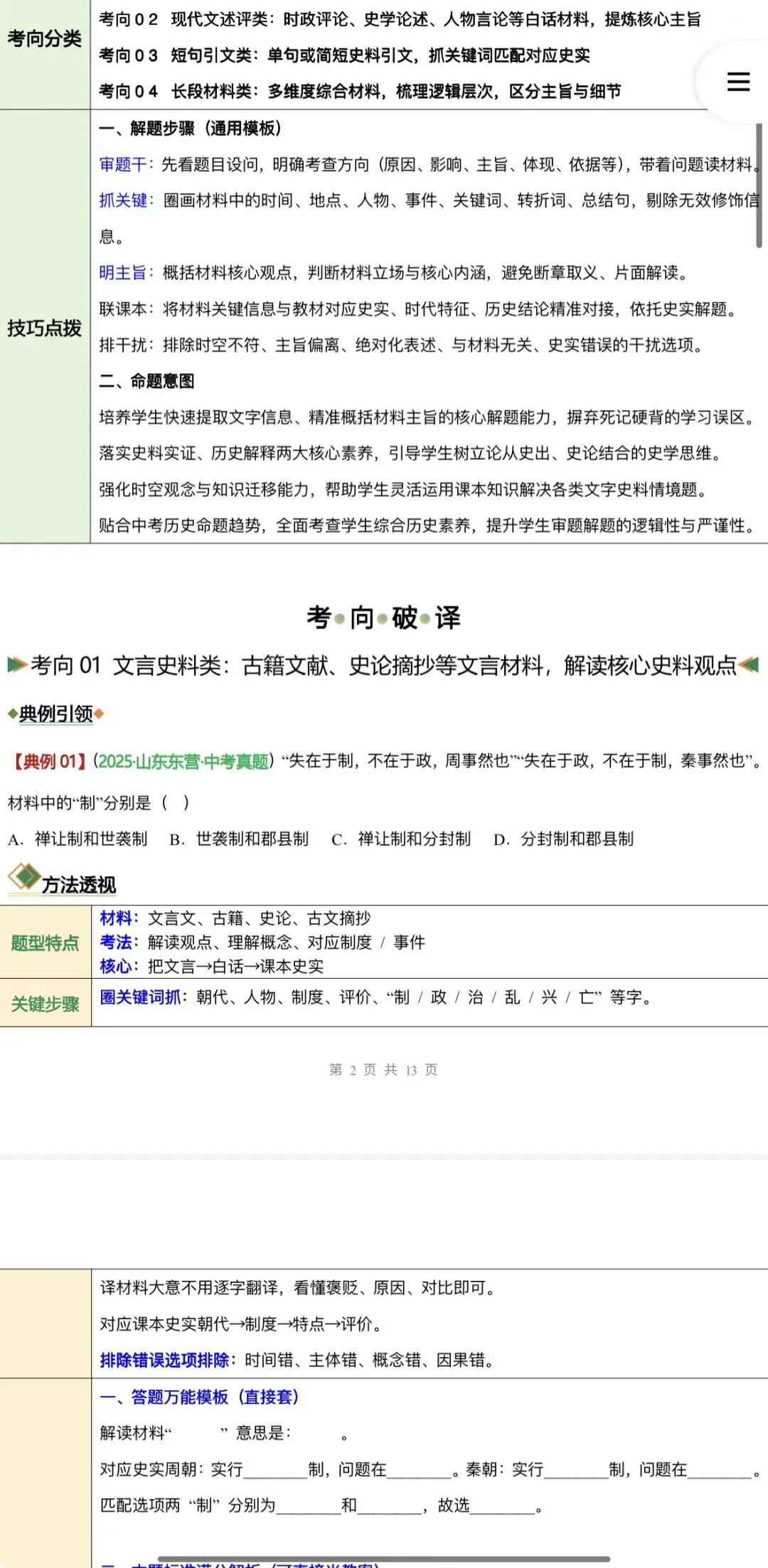 2026年中考历史:二轮复习知识清单+综合训练+解题方法与技巧35个专题含答案解析(全国通用)完整电子版文档可下载打印 第7张