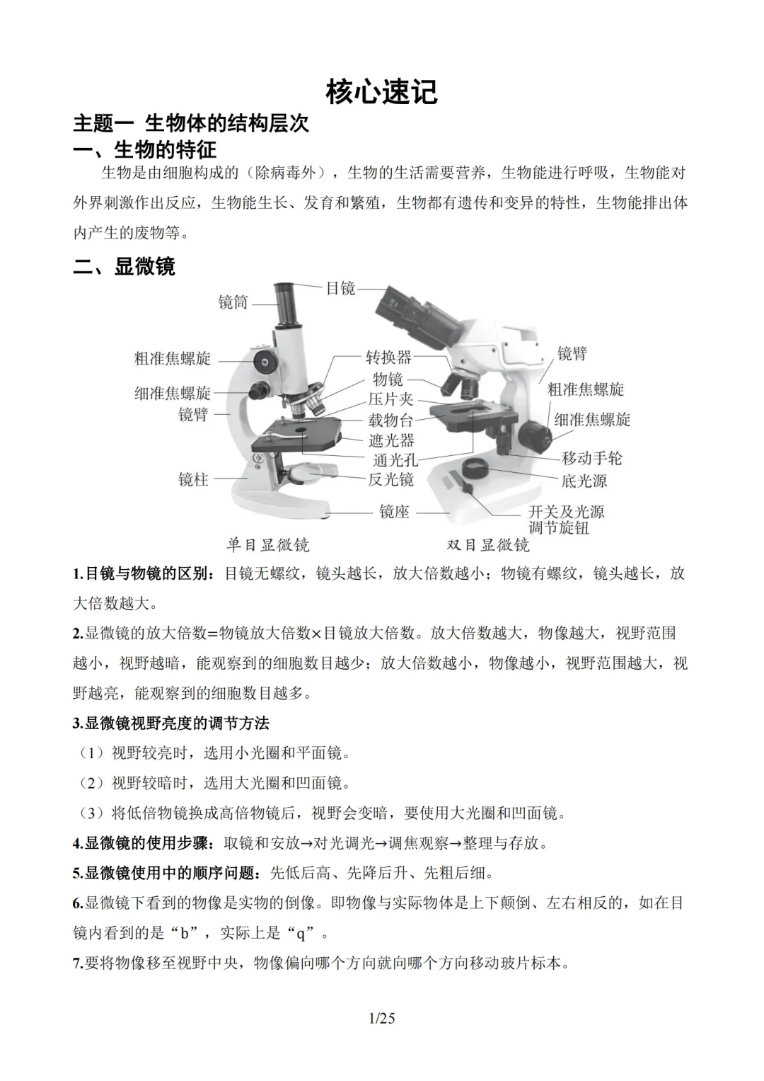 中考生物学考核心速记,收藏打印! 第1张