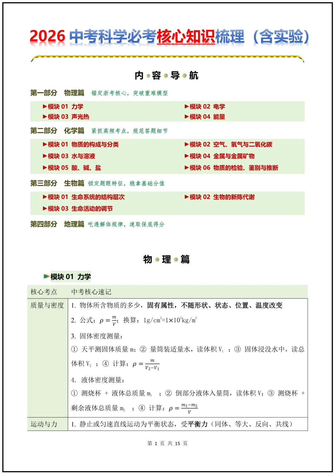 2026年《中考科学》核心知识梳理+公式+解题技巧+易错题! 第2张