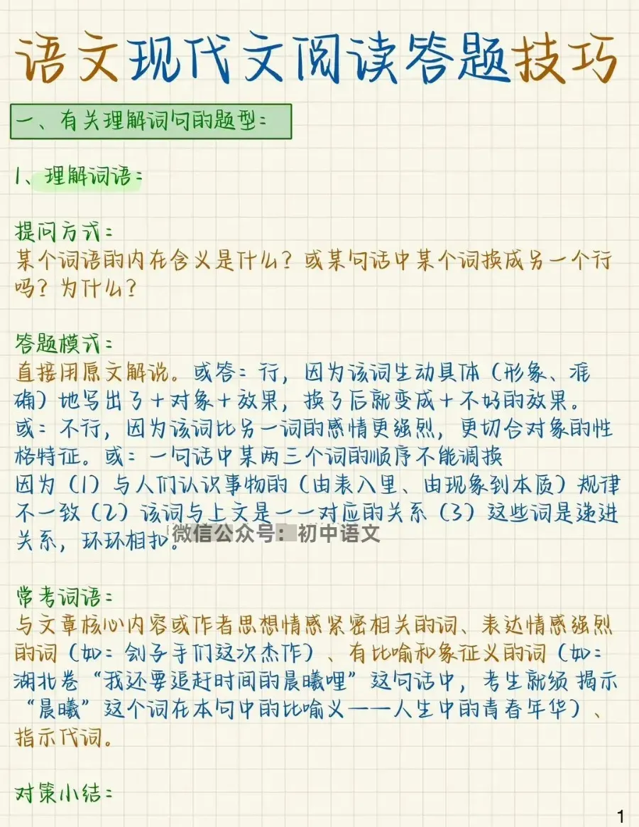 初中语文现代文阅读答题技巧,中考冲刺必看! 第4张