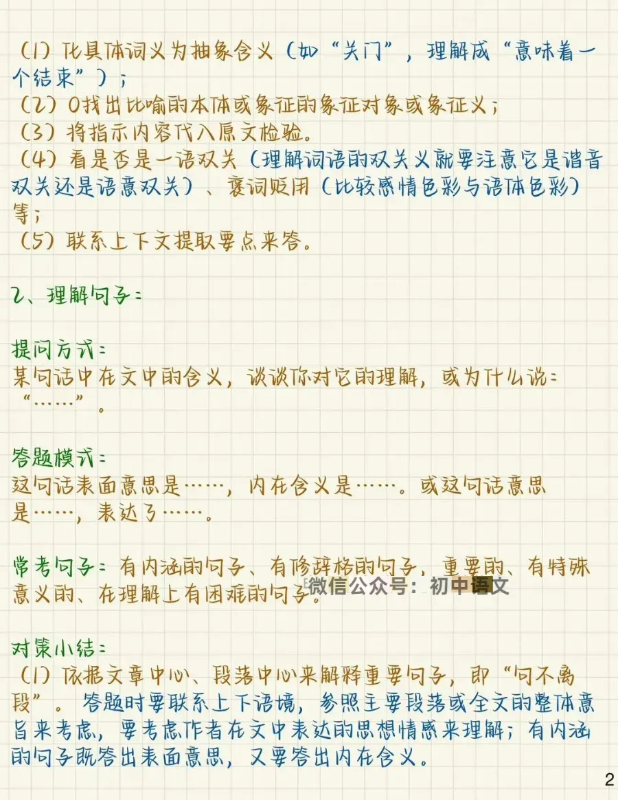 初中语文现代文阅读答题技巧,中考冲刺必看! 第5张