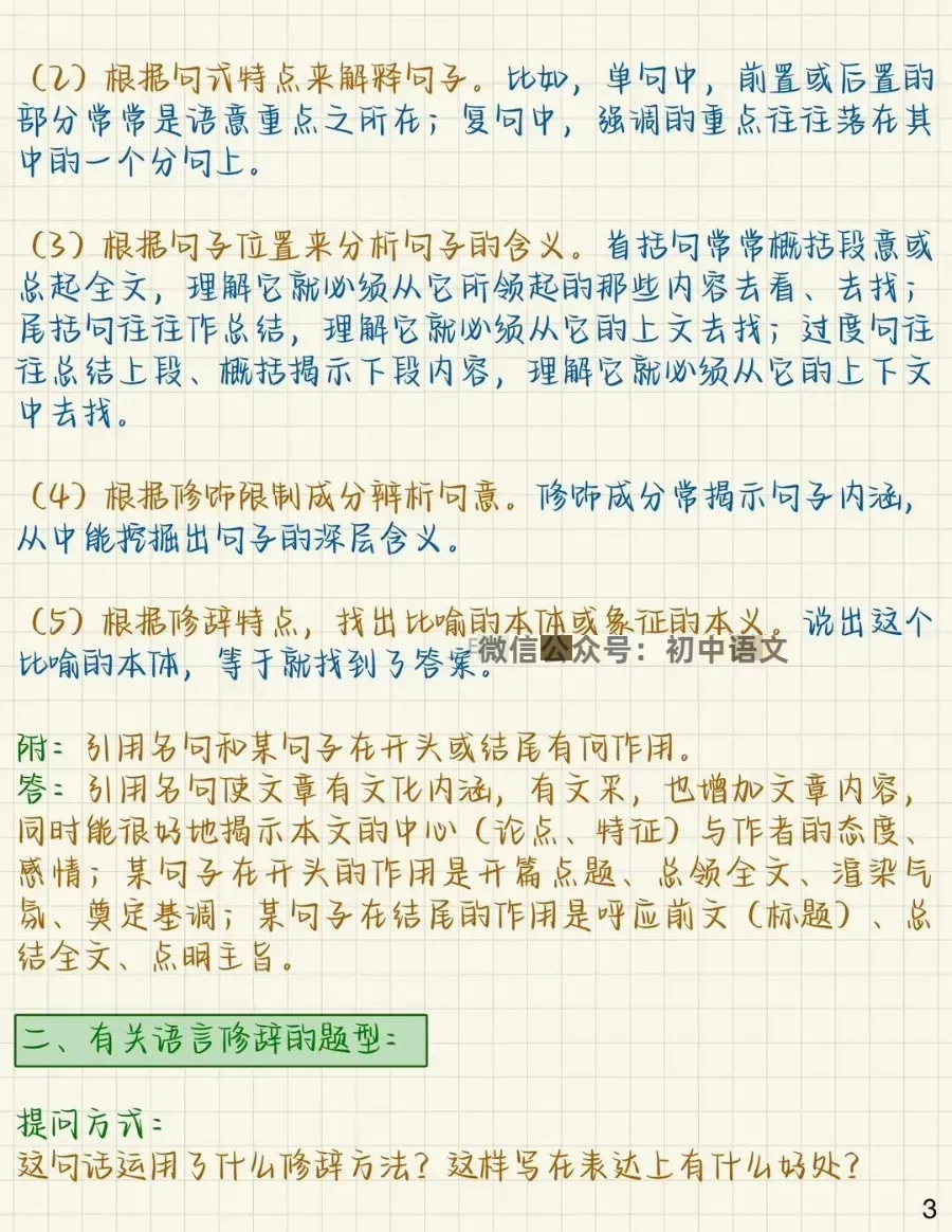 初中语文现代文阅读答题技巧,中考冲刺必看! 第6张