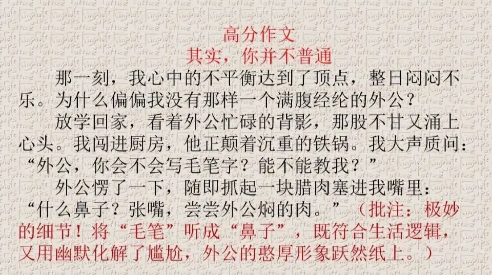 中考亲情类押题作文指导《其实你不普通》 第14张